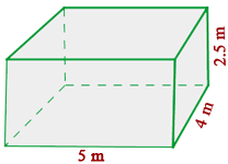 Representacion gráfica de una habitacion de 5 por 4 por 2.4 metros 